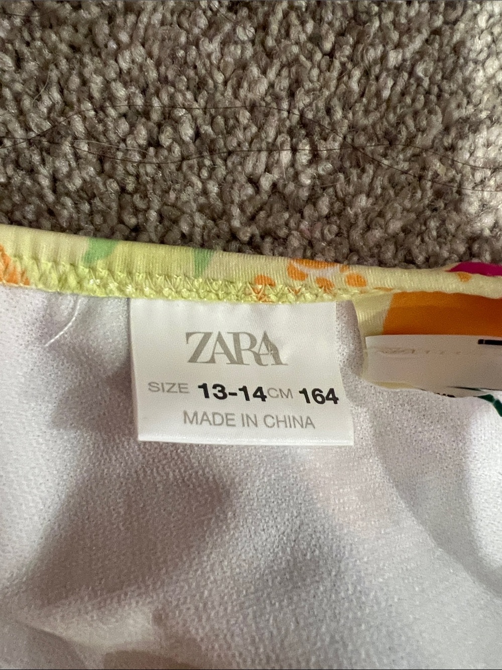 Zara Yellow Floral Girls Bikini Top with Pink & Orange Blooms - Picture 4 of 4